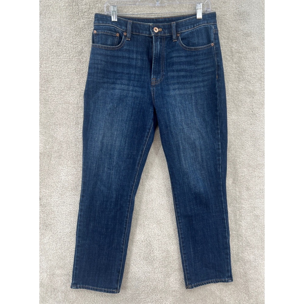 Talbots Flawless High Waist Straight Ankle Jeans Size 8 Blue Dark Wash Classic
